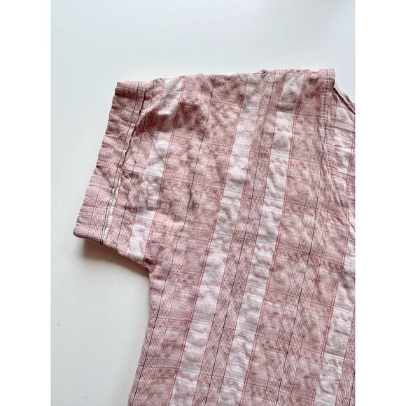 MEG Lazy Pink Red Plaid Check Cotton Seersucker Straight Midi Dress, Size M - Picture 8 of 15